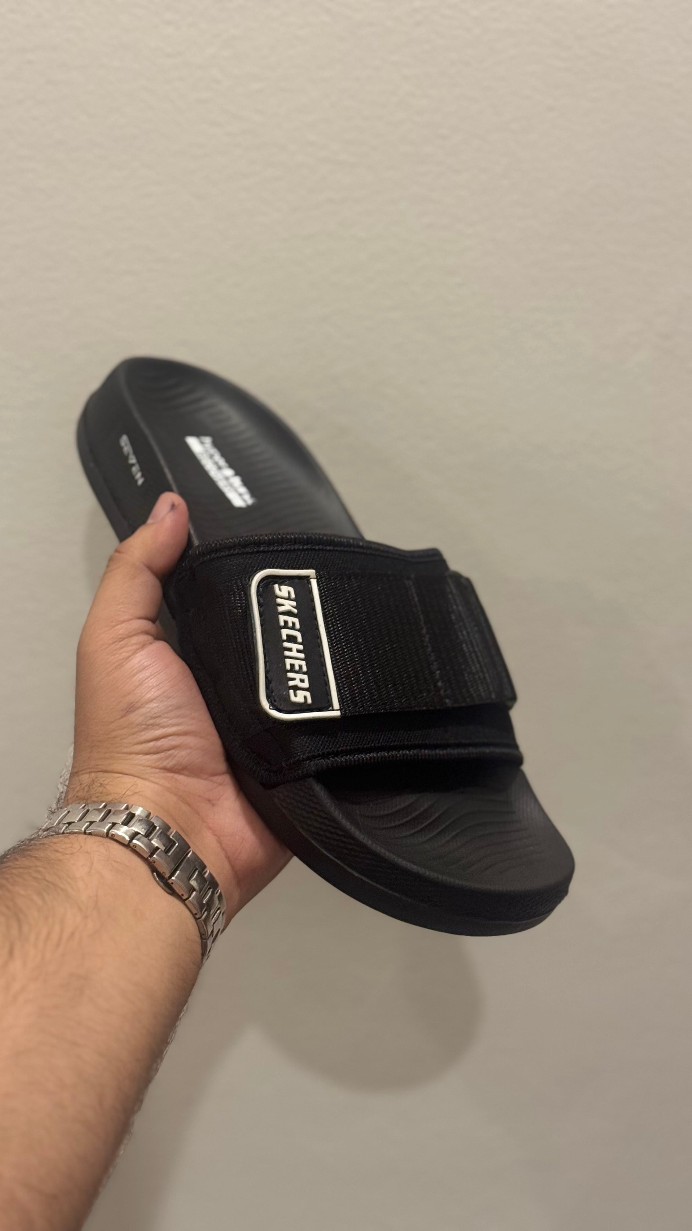 Black Skechers Adjustable Strap Slides