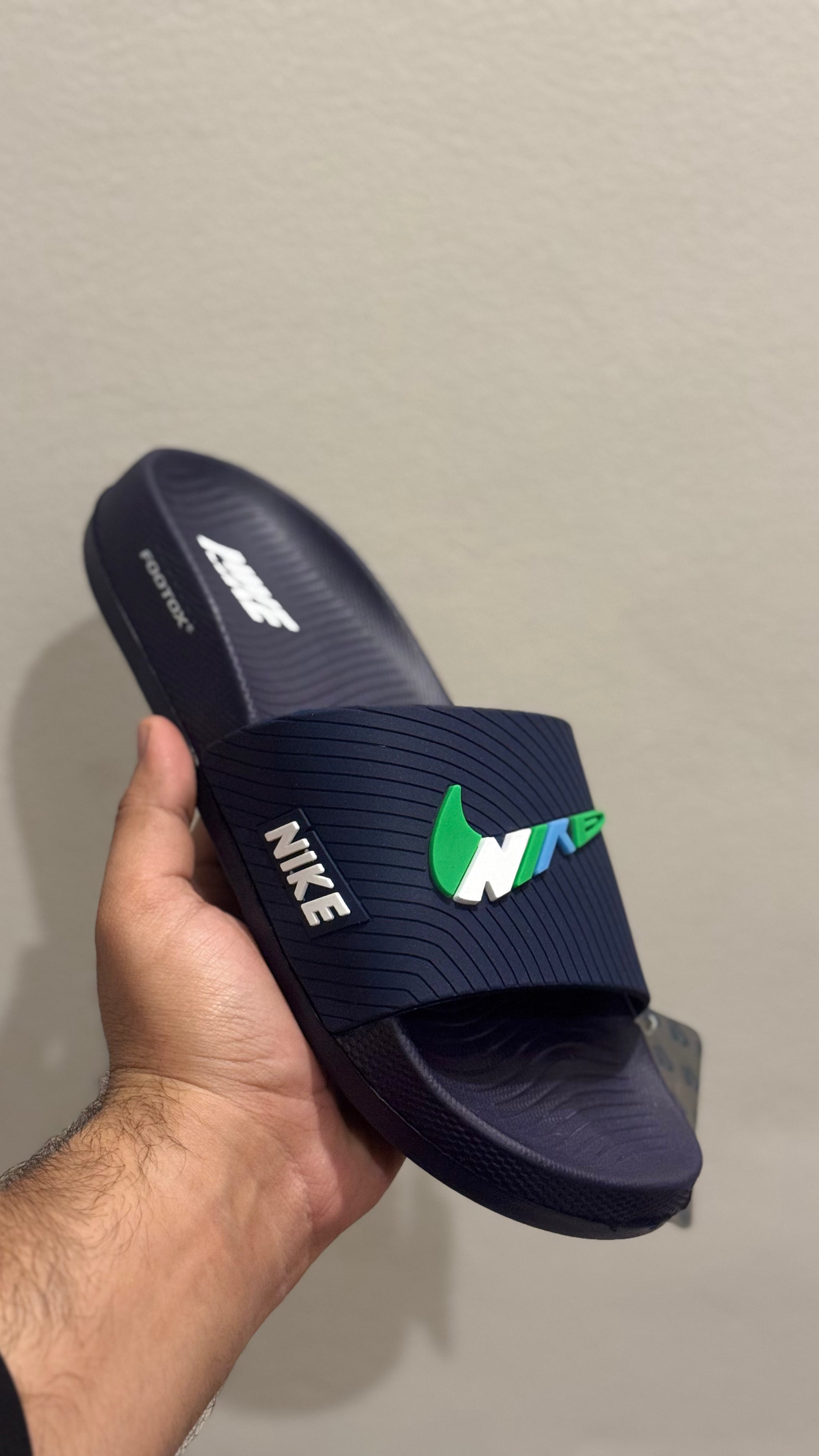 Premium nike navy slides with soft recovery sole