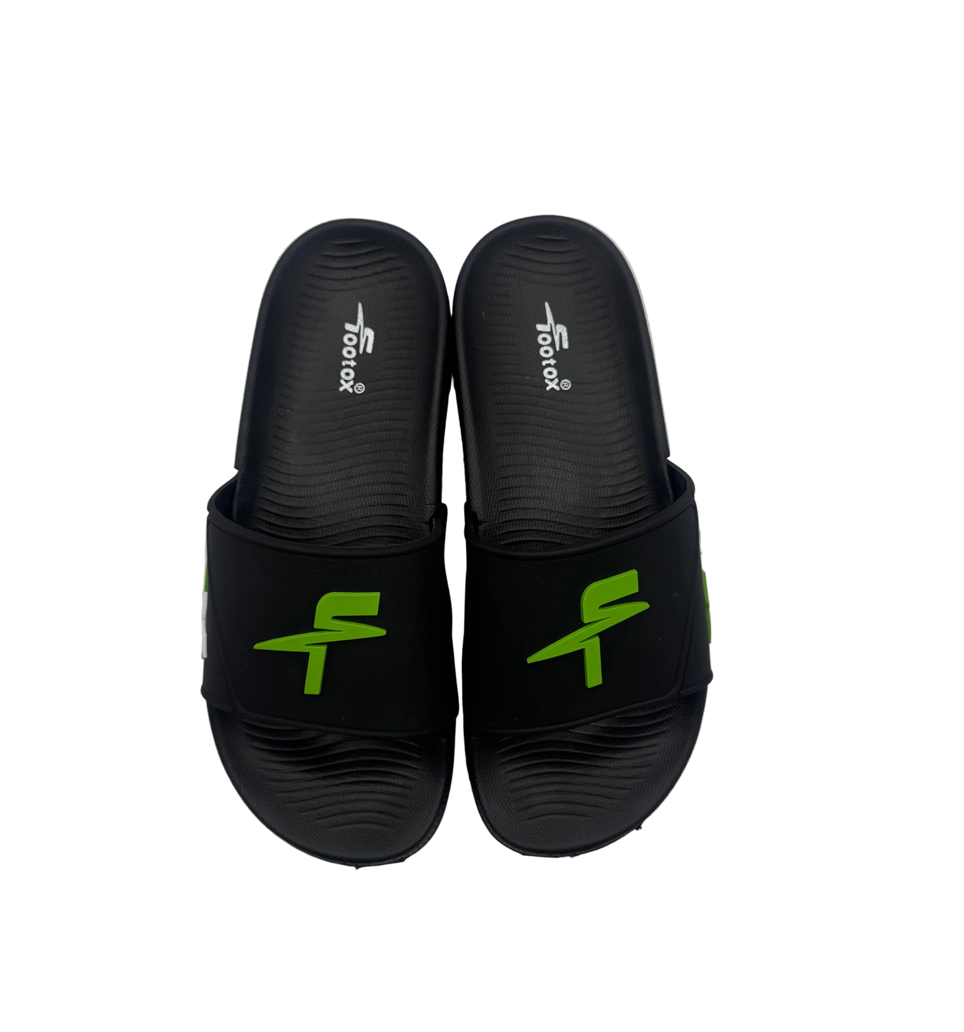 Footox premium green black slides with soft recovery sole