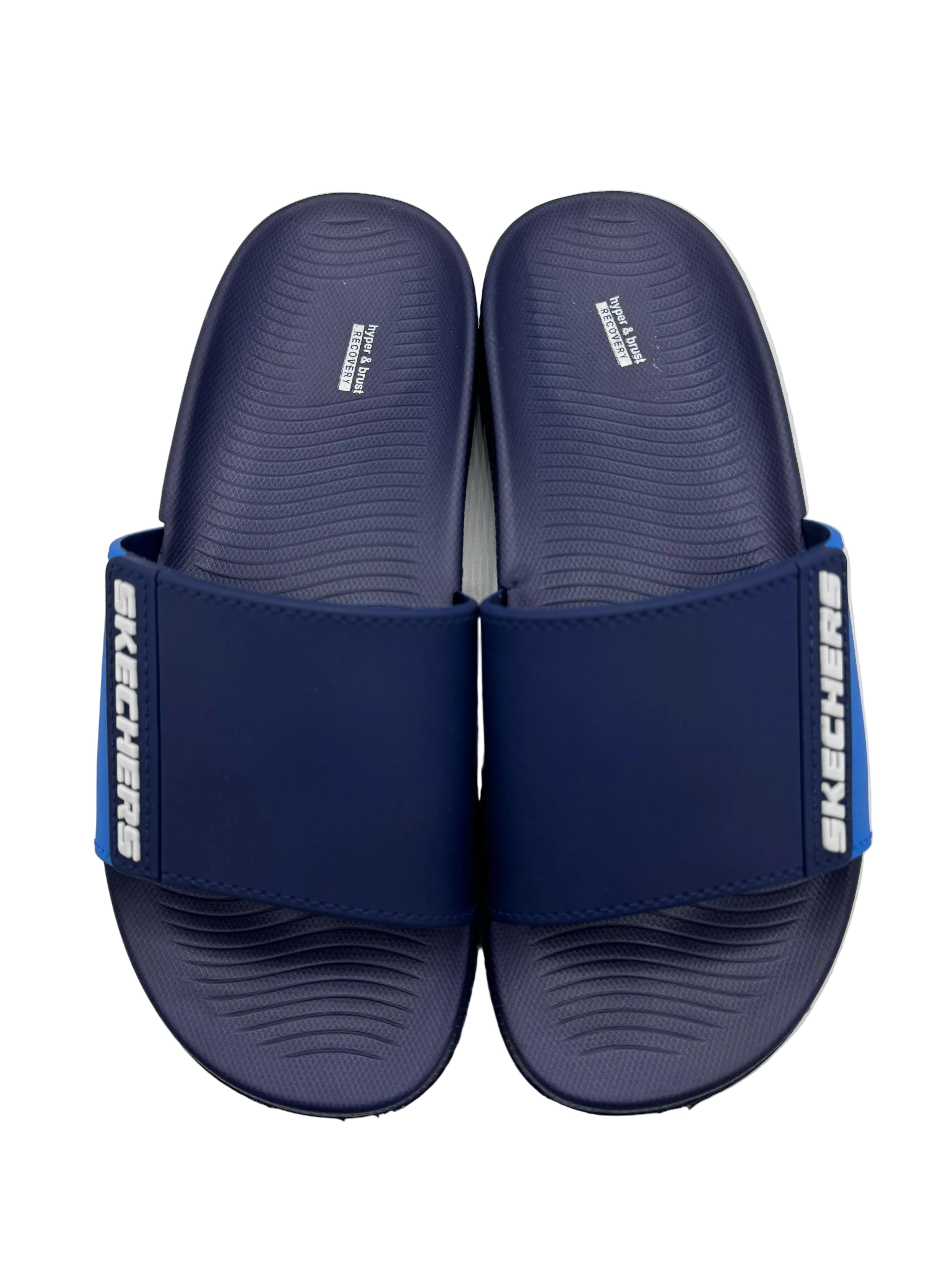 Premium Navy skechers slides with recovery sole