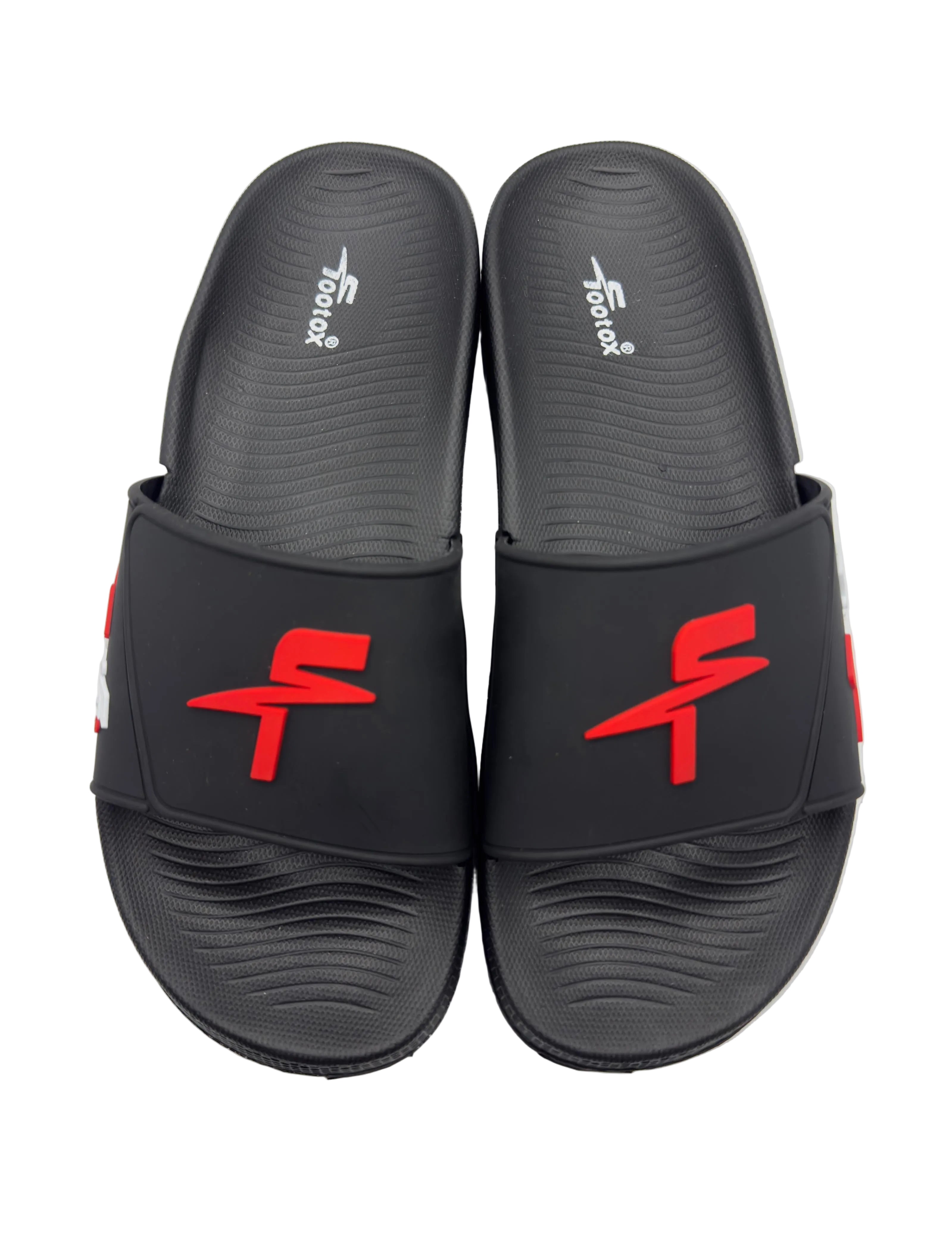 Footox premium red black Slides with soft recovery sole