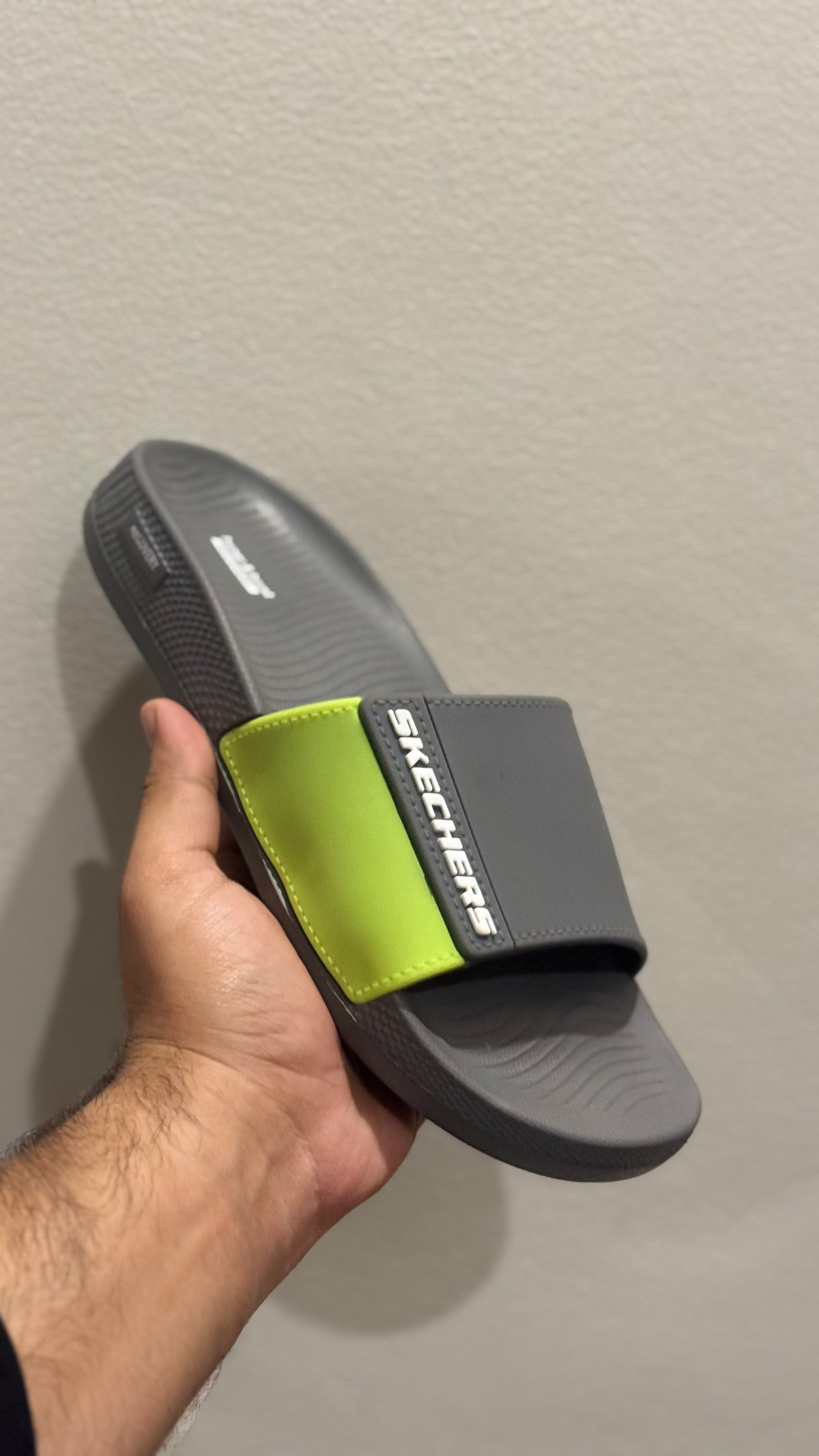 Grey premium Skechers Slides with recovery sole