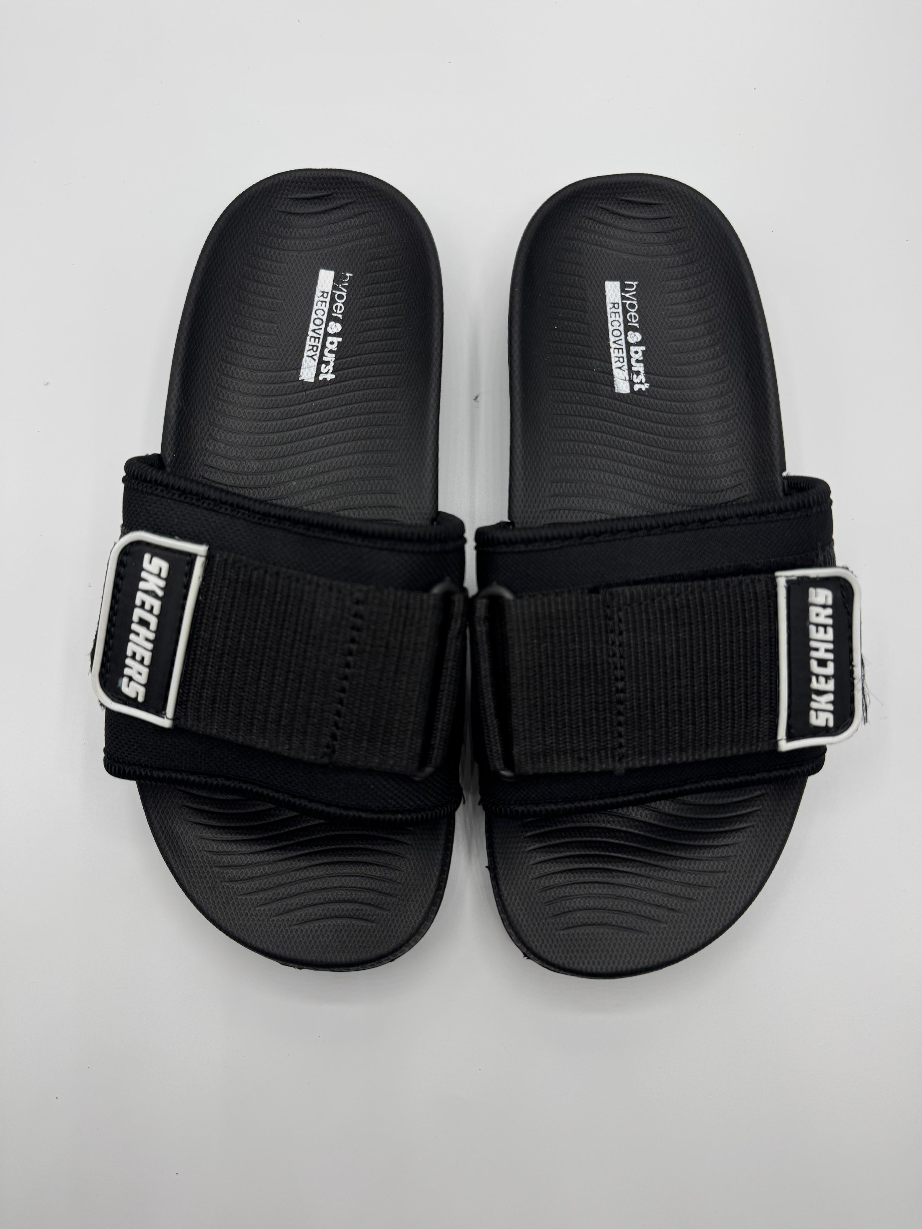 Black Skechers Adjustable Strap Slides